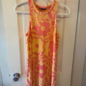 Zara Pink and Yellow Floral Dress